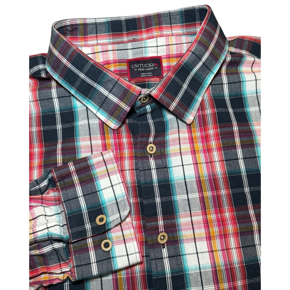 UNTUCKit Zahn Multicolor Plaid Shirt Button Down Mens 3XL Casual Long Sleeve